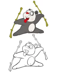 Foto op Plexiglas Vectorillustratie van een schattige Cartoon karakter Panda voor je ontwerp en computerspel. Kleurboek overzichtsset © liusa
