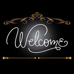 Fototapeta na wymiar welcome lettering text. Modern calligraphy style illustration Vector