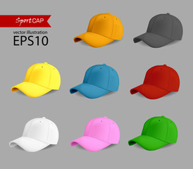 set of baseball cap different color vector illustration