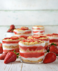 Strawberry cheesecake in a glass