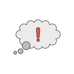 Vector icon concept of thought bubble with exclamaton mark.