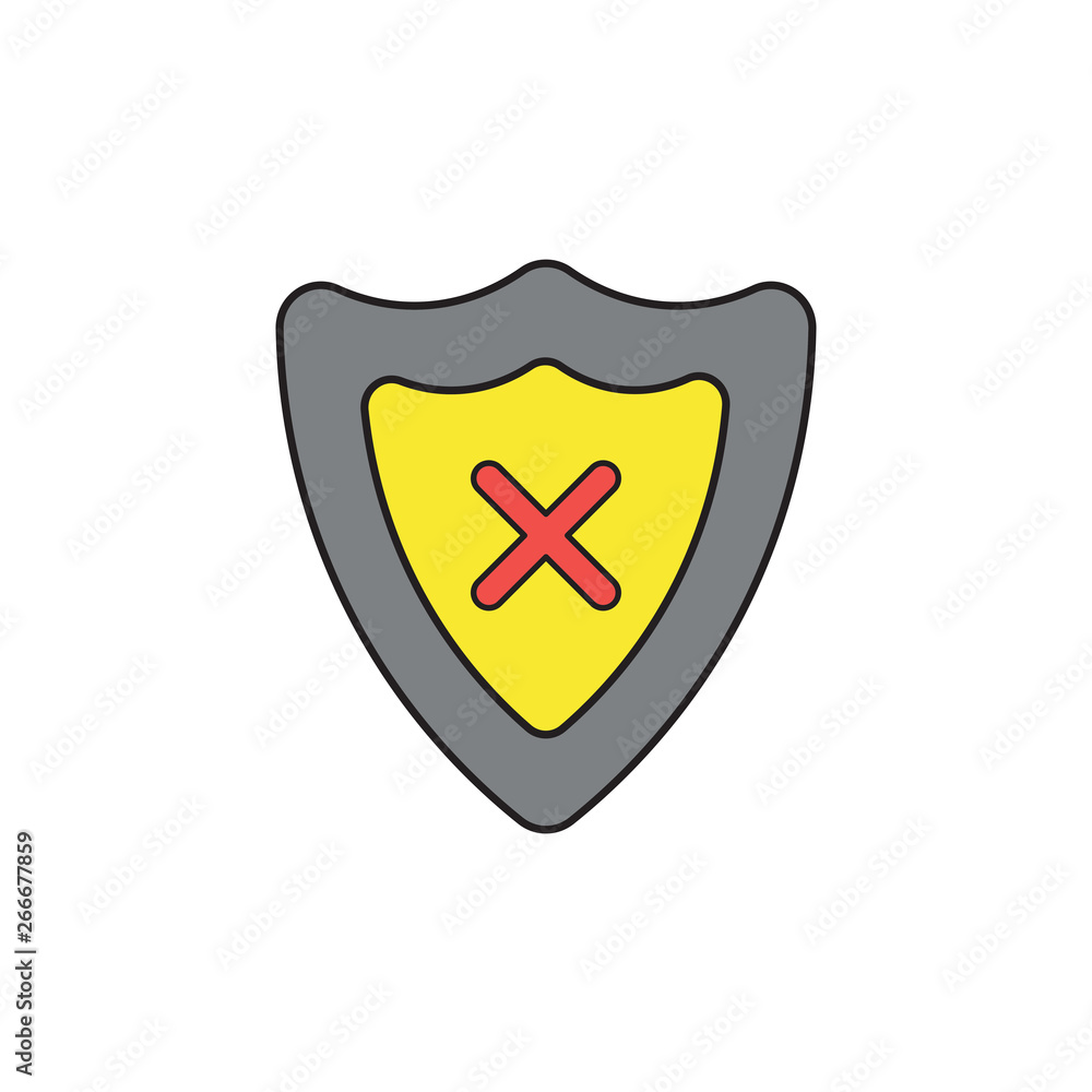 Poster vector icon concept of shield guard with x mark.
