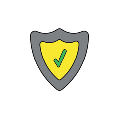 Vector icon concept of shield guard with check mark.