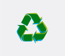 Obraz premium Green recycling sign. Ecology background for t-shirt, poster, banner, flyer. Vector illustration