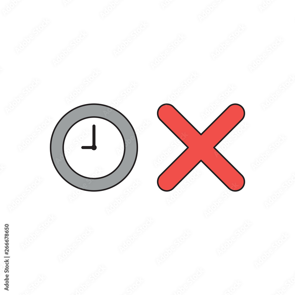 Poster vector icon concept of clock time with x mark.