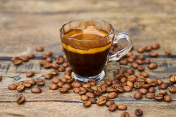Espresso coffee and coffee beans