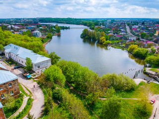 Fototapeta na wymiar Berdichev city view from the top of the river Rotnad