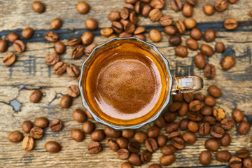 Espresso coffee and coffee beans
