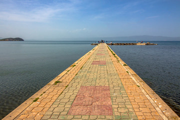 On a beautiful quay on Ohrid Lake.