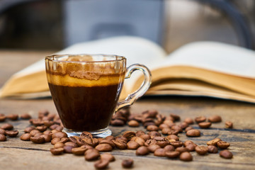 Coffee break and reading a book