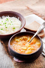Kapustnyak - traditional Ukrainian winter broth with sauerkraut and millet