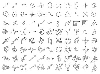 Fototapeta na wymiar Set of arrow icons Drawing illustration Hand drawn doodle Sketch line vector eps10