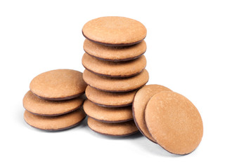 Fototapeta na wymiar Group of round biscuit cookies