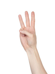 Male hand finger number isolated