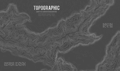 Grey contours vector topography. Geographic mountain topography vector illustration. Topographic pattern texture. Map on land vector terrain. Elevation graphic contour height lines. Topographic map - obrazy, fototapety, plakaty