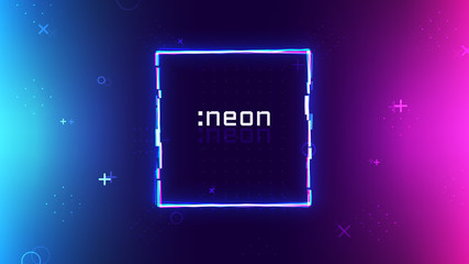 Trendy neon abstract background, memphis geometric texture, ultraviolet neon rave party, vibrant colors gradient, modern wallpaper © CreativeCore