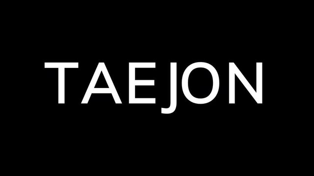 From the Glitch effect arises Big city TAEJON. Then the TV turns off. Alpha channel Premultiplied - Matted with color black