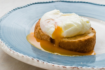 Poached Egg on Toast Bread for Breakfast.