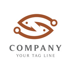 Obraz premium abstract fish logo template, lines forming fish.