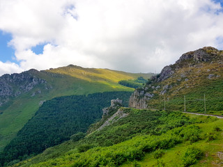 Naklejka premium LA RHUNE, FRANCE - march 28, 2019:Rhune Gear Train. Old wooden train and rack railway system in Franci that ascends Mount Larrun, border between Spain and France.