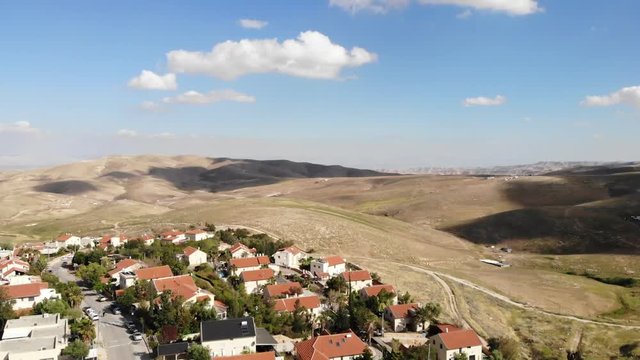 Jewish settlement Close to the desert Aerial view Drone shot of Houses Close to the desert in Israel city of Maale adumim