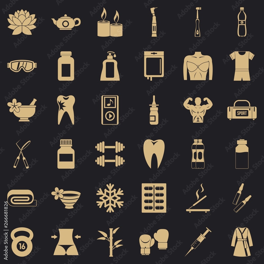 Poster healthy icons set. simple style of 36 healthy vector icons for web for any design