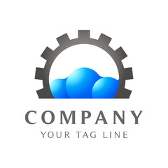 cloud logo with circle gear on it
