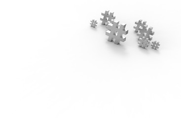 Group of silver hashtag icon isolated on white background.3D Illustration.
