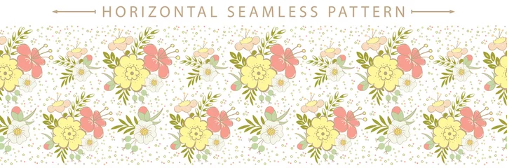 Foto op Plexiglas Vector horizontal seamless border with beautiful floral element © ARNICA