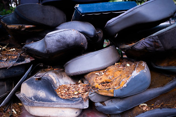 Useless, worn out rusty parts of used car