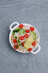 White fried rice with vegetables