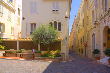 Street and buildings in Old town in Monaco-Ville, Monaco