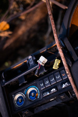 Useless, worn out rusty parts of used car