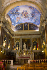 Fototapeta na wymiar Interior of Chapel of Mercy in Old Town of Monaco