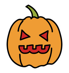 Halloween pumpkin, doodle design vector