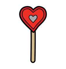 Heart lolly, doodle design vector