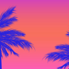 Fototapeta na wymiar silhouettes of palm trees on a gradient background.Sintwave.