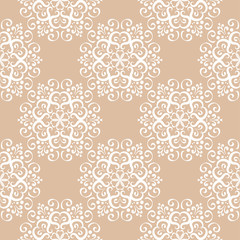 Floral seamless pattern. White design on brown background