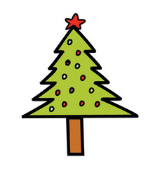 Christmas tree, doodle design icon