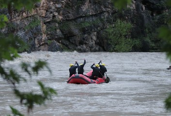 rafting on a mountain river. artvin/turkey