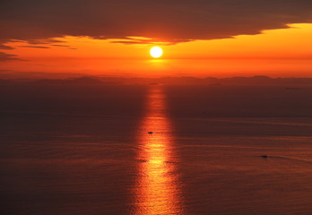 The sunset in the Seto Inland Sea