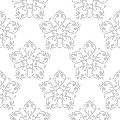 Fototapeta premium Floral seamless pattern. Gray and white background
