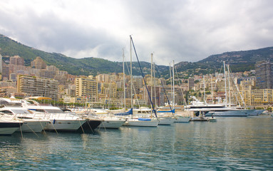 View of the port and residential area of the Principality of Monaco