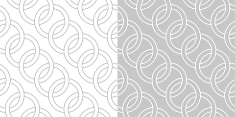 Compilation of geometric seamless backgrounds. White and gray pattern with circles
