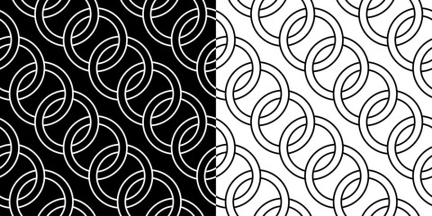 Compilation of geometric seamless backgrounds. White and black pattern with circles