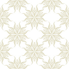 Floral seamless olive green pattern. On white background