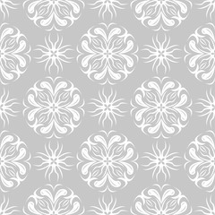  Gray floral seamless background with white design