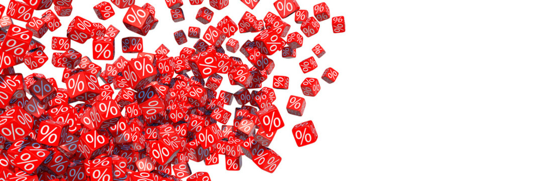 Exploding discount cubes with percent symbols