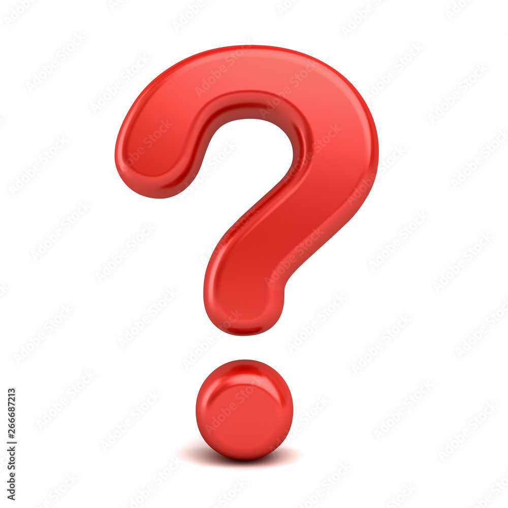 Fototapete Question mark isolated on white background with shadow 3D rendering