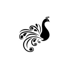 Beautiful Peacock icon Isolated On White Background